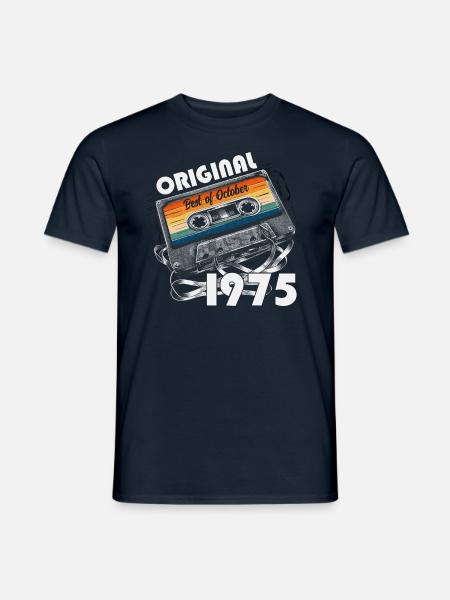 50. Geburtstag Vintage Oktober 1975 Kassette 1975 - Männer T-Shirt - Navy