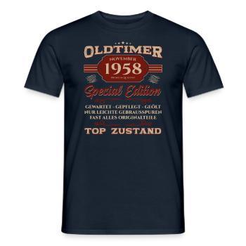 66. Geburtstag Oldtimer November 1958 Jahrgang 58 - Männer T-Shirt - Navy - Vorne - AI Model Male 178 light (178cm)