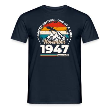 77th Birthday Original November 1947 Volume 47 - Men's T-Shirt - navy - Front - AI Model Male 178 light (178cm)
