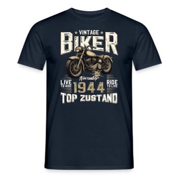 80ème anniversaire Motard Novembre 1944 Motard - T-shirt homme - marine - Devant - AI Model Male 178 light (178cm)