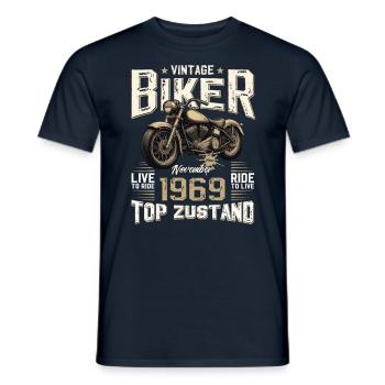 55ème Anniversaire Motard Novembre 1969 Motard - T-shirt homme - marine - Devant - AI Model Male 178 light (178cm)