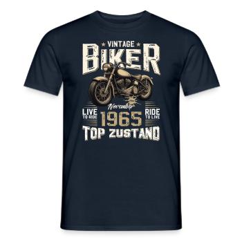 60e anniversaire Motard Novembre 1965 Motard - T-shirt homme - marine - Devant - AI Model Male 178 light (178cm)