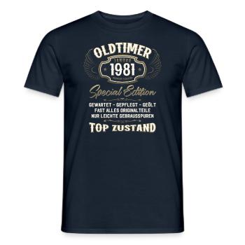 44ème Anniversaire Voiture Classique Janvier 1981 Millésime 81 - T-shirt homme - marine - Devant - AI Model Male 178 light (178cm)
