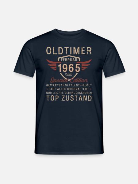 60. Geburtstag Oldtimer Februar 1965 Jahrgang 65 - Männer T-Shirt - Navy