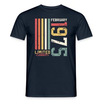 50th Birthday Gift Husband Original February 1975 - Men's T-Shirt - navy - Front - AI Model Male 178 light (178cm)