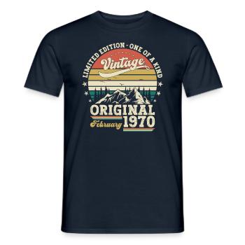 55ème anniversaire cadeau mari Original février 1970 - T-shirt homme - marine - Devant - AI Model Male 178 light (178cm)