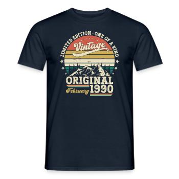 35ème anniversaire cadeau mari Original février 1990 - T-shirt homme - marine - Devant - AI Model Male 178 light (178cm)