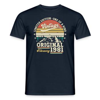 44ème anniversaire cadeau mari Original février 1981 - T-shirt homme - marine - Devant - AI Model Male 178 light (178cm)
