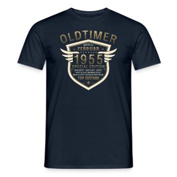 70. Geburtstag Oldtimer Februar Jahrgang 1955 - Männer T-Shirt - Navy - Vorne - AI Model Male 178 light (178cm)
