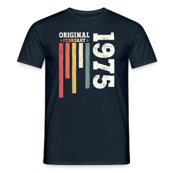 50th Birthday Gift Husband Original February 1975 - Men's T-Shirt - navy - Front - AI Model Male 178 light (178cm)