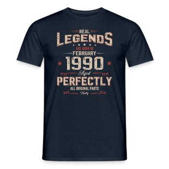35ème anniversaire cadeau mari Original février 1990 - T-shirt homme - marine - Devant - AI Model Male 178 light (178cm)
