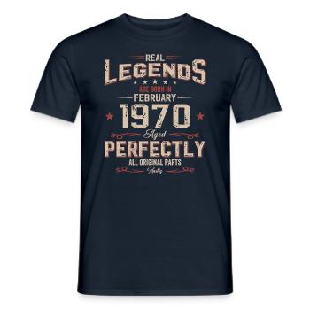 55ème anniversaire cadeau mari Original février 1970 - T-shirt homme - marine - Devant - AI Model Male 178 light (178cm)