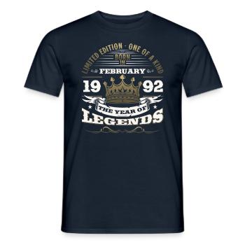 Cadeau d'anniversaire 33 ans Homme Original Février 1992 - T-shirt homme - marine - Devant - AI Model Male 178 light (178cm)