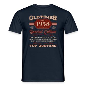 67ème Anniversaire Oldtimer Février Millésime 1958 - T-shirt homme - marine - Devant - AI Model Male 178 light (178cm)