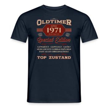 54. Geburtstag Oldtimer Februar Jahrgang 1971 - Männer T-Shirt - Navy - Vorne - AI Model Male 178 light (178cm)