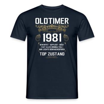 44. Geburtstag Oldtimer Jahrgang 1981 - Männer T-Shirt - Navy - Vorne - AI Model Male 178 light (178cm)