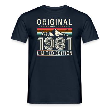 44ème anniversaire cadeau mari Original mars 1981 - T-shirt homme - marine - Devant - AI Model Male 178 light (178cm)