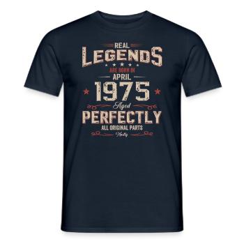 50th Birthday Gift Husband Original April 1975 - Men's T-Shirt - navy - Front - AI Model Male 178 light (178cm)