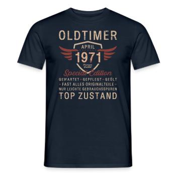 55. Geburtstag Oldtimer April Jahrgang 1971 - Männer T-Shirt - Navy - Vorne - AI Model Male 178 light (178cm)
