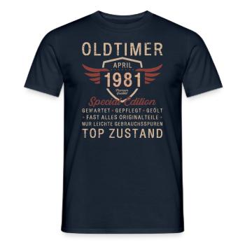 44. Geburtstag Oldtimer April Jahrgang 1981 - Männer T-Shirt - Navy - Vorne - AI Model Male 178 light (178cm)