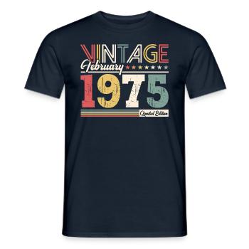 50th Birthday Gift Husband Original February 1975 - Men's T-Shirt - navy - Front - AI Model Male 178 light (178cm)