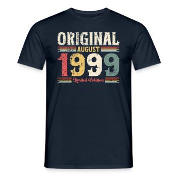 25ème anniversaire original août 1999 millésime 1999 - T-shirt homme - marine - Devant - AI Model Male 178 light (178cm)
