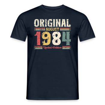 40th Birthday Original August 1984 Year 1984 - Men's T-Shirt - navy - Front - AI Model Male 178 light (178cm)