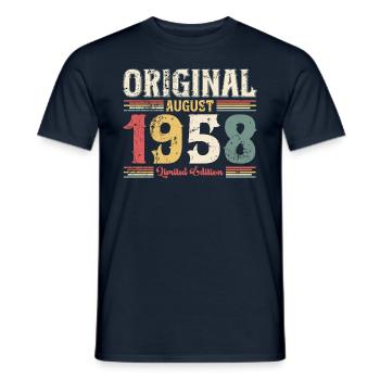 66th birthday Original August 1958 Year 1958 - Men's T-Shirt - navy - Front - AI Model Male 178 light (178cm)