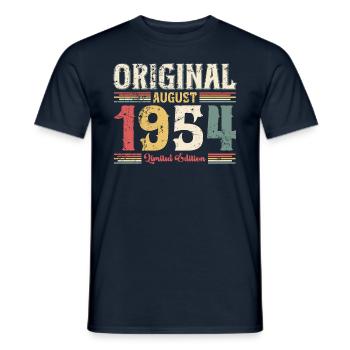 70th Birthday Original August 1954 Year 1954 - Men's T-Shirt - navy - Front - AI Model Male 178 light (178cm)
