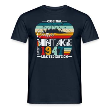 77th Birthday Original August 1947 Born 1947 - Men's T-Shirt - navy - Front - AI Model Male 178 light (178cm)