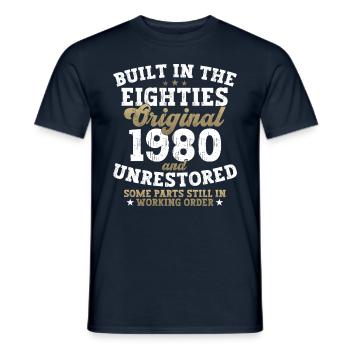 Built in the eighties 1980 42nd birthday men - Men's T-Shirt - navy - Front - AI Model Male 178 light (178cm)