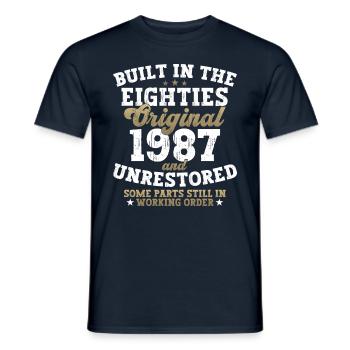 Built in the eighties 1987 35th birthday men - Men's T-Shirt - navy - Front - AI Model Male 178 light (178cm)