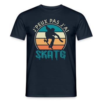 J'peux pas j'ai skate cadeau humour skateboard - T-shirt homme - marine - Devant - AI Model Male 178 light (178cm)