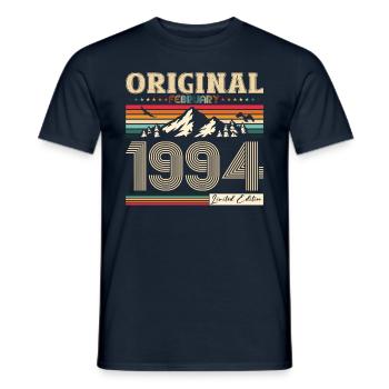 30. Geburtstag Vintage Februar Jahrgang 1994 - Männer T-Shirt - Navy - Vorne - AI Model Male 178 light (178cm)
