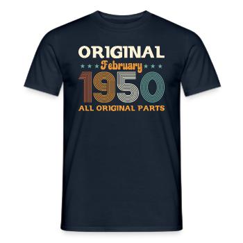 75ème anniversaire cadeau mari Original février 1950 - T-shirt homme - marine - Devant - AI Model Male 178 light (178cm)