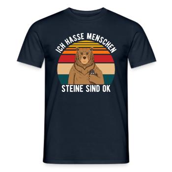 Ich hasse Menschen Steine sind ok - Männer T-Shirt - Navy - Vorne - AI Model Male 178 light (178cm)
