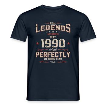 35ème anniversaire cadeau mari Original mai 1990 - T-shirt homme - marine - Devant - AI Model Male 178 light (178cm)