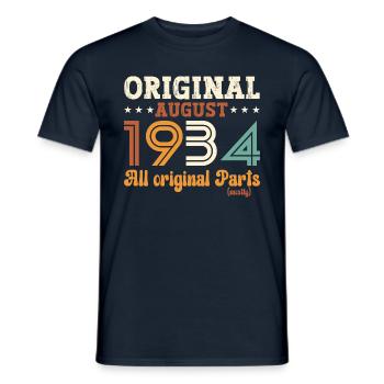 90th Birthday Original August 1934 Born 1934 - Men's T-Shirt - navy - Front - AI Model Male 178 light (178cm)