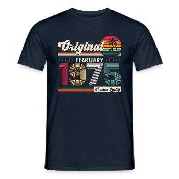 50th Birthday Gift Husband Original February 1975 - Men's T-Shirt - navy - Front - AI Model Male 178 light (178cm)