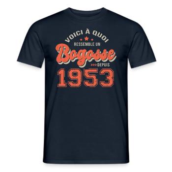 1953 anniversaire bogosse cadeau drole 70 ans - T-shirt homme - marine - Devant - AI Model Male 178 light (178cm)