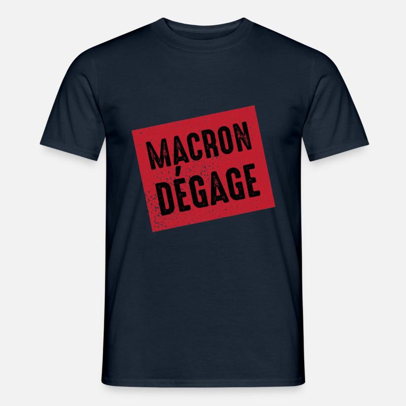Macron afgiver vrede franske folkelige oprør - Mænd T-shirt - marineblå