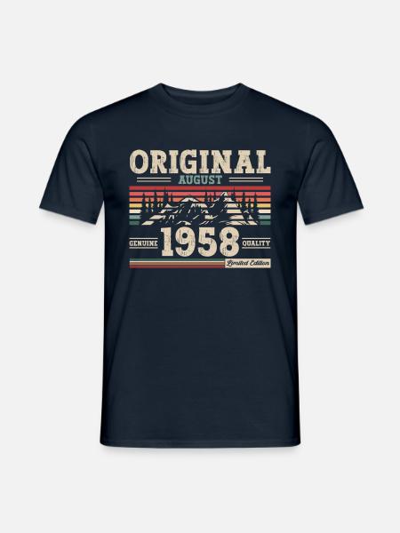 66. Geburtstag Original August 1958 Jahrgang 1958 - Männer T-Shirt - Navy