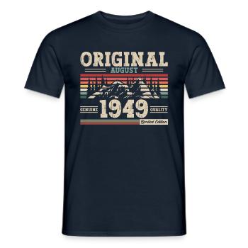 75th Birthday Original August 1949 Born 1949 - Men's T-Shirt - navy - Front - AI Model Male 178 light (178cm)