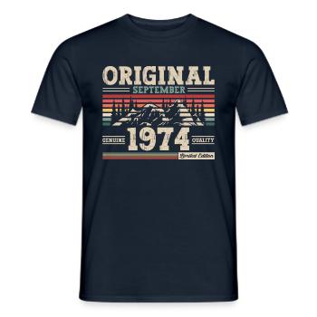 50th Birthday Original September 1974 Volume 74 - Men's T-Shirt - navy - Front - AI Model Male 178 light (178cm)