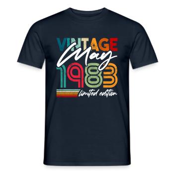 Vintage born May 1983 Birthday May 1983 - Men's T-Shirt - navy - Front - AI Model Male 178 light (178cm)