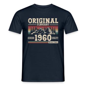 65th Birthday Gift Husband Original February 1960 - Men's T-Shirt - navy - Front - AI Model Male 178 light (178cm)
