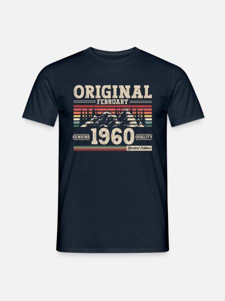 65ème anniversaire cadeau mari Original février 1960 - T-shirt homme - marine