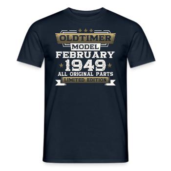 75e anniversaire Vintage Février Millésime 1949 - T-shirt homme - marine - Devant - AI Model Male 178 light (178cm)