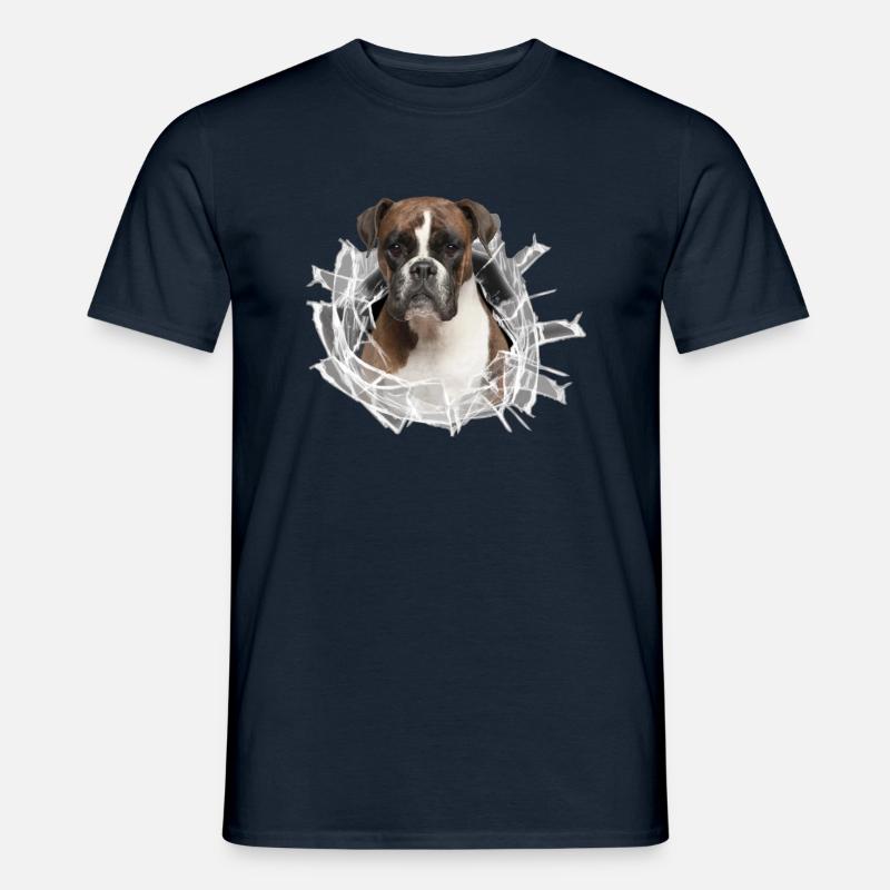 Boxer im Glas Loch - Männer T-Shirt - Navy