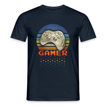 Vintage Gaming Gamer Videos Games - Men's T-Shirt - navy - Front - AI Model Male 178 light (178cm)